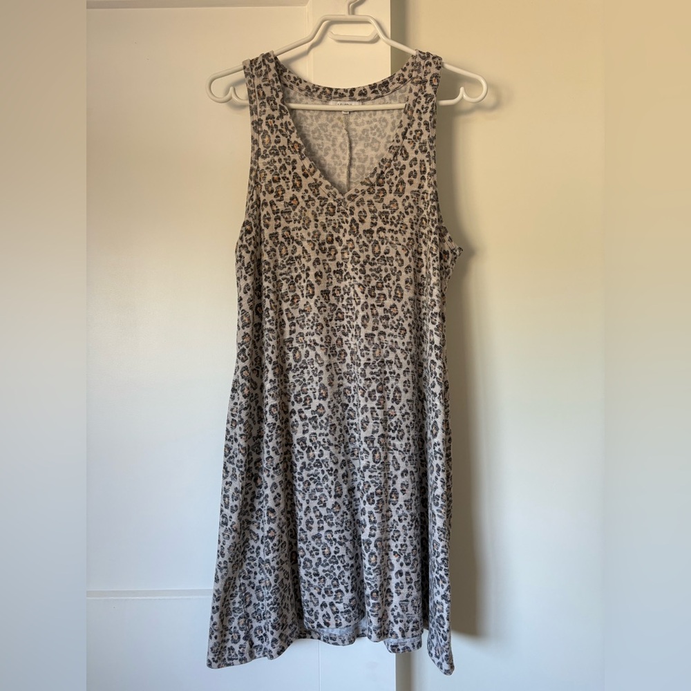 Z Supply Sleeveless Midi Dress in Cream with Brown Leopard Print